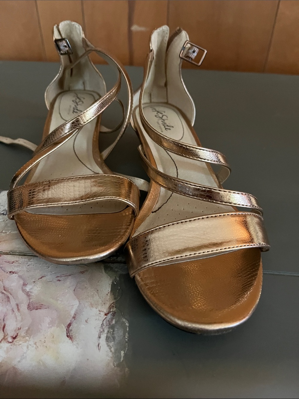 Life Stride Metallic Bronze Strappy Sandals for Women - Picture 7 of 7